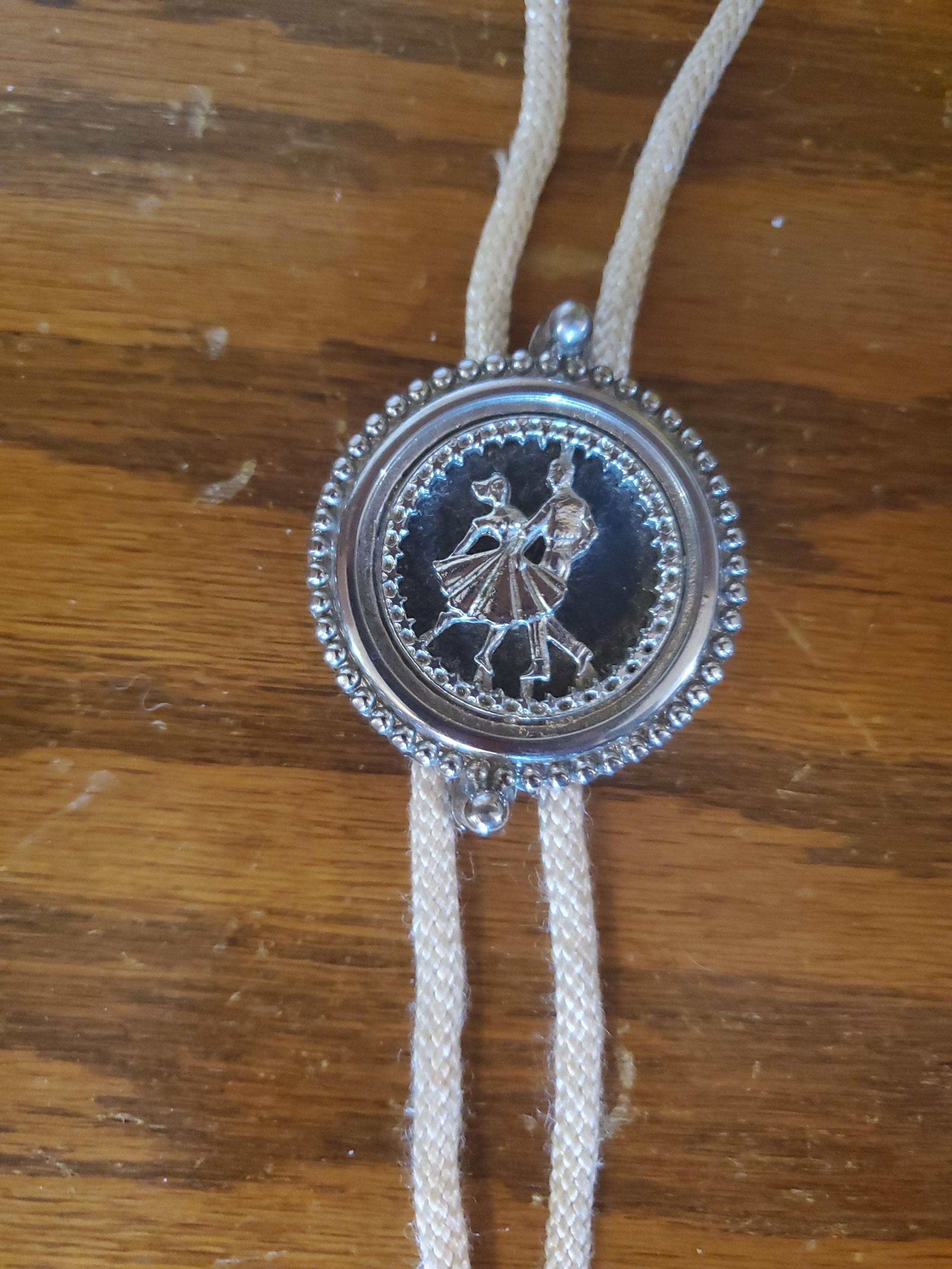 Awesomely Vintage SQUARE DANCING bolo tie, vintage Square Dancing bolo, vintage