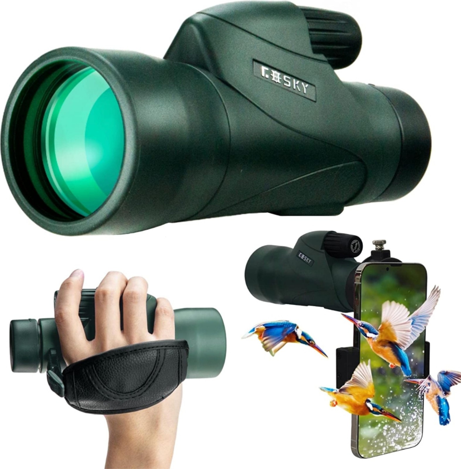 Gosky Piper Monocular Telescope, 12x55 HD Monocularn, Lightweight Bird Watching