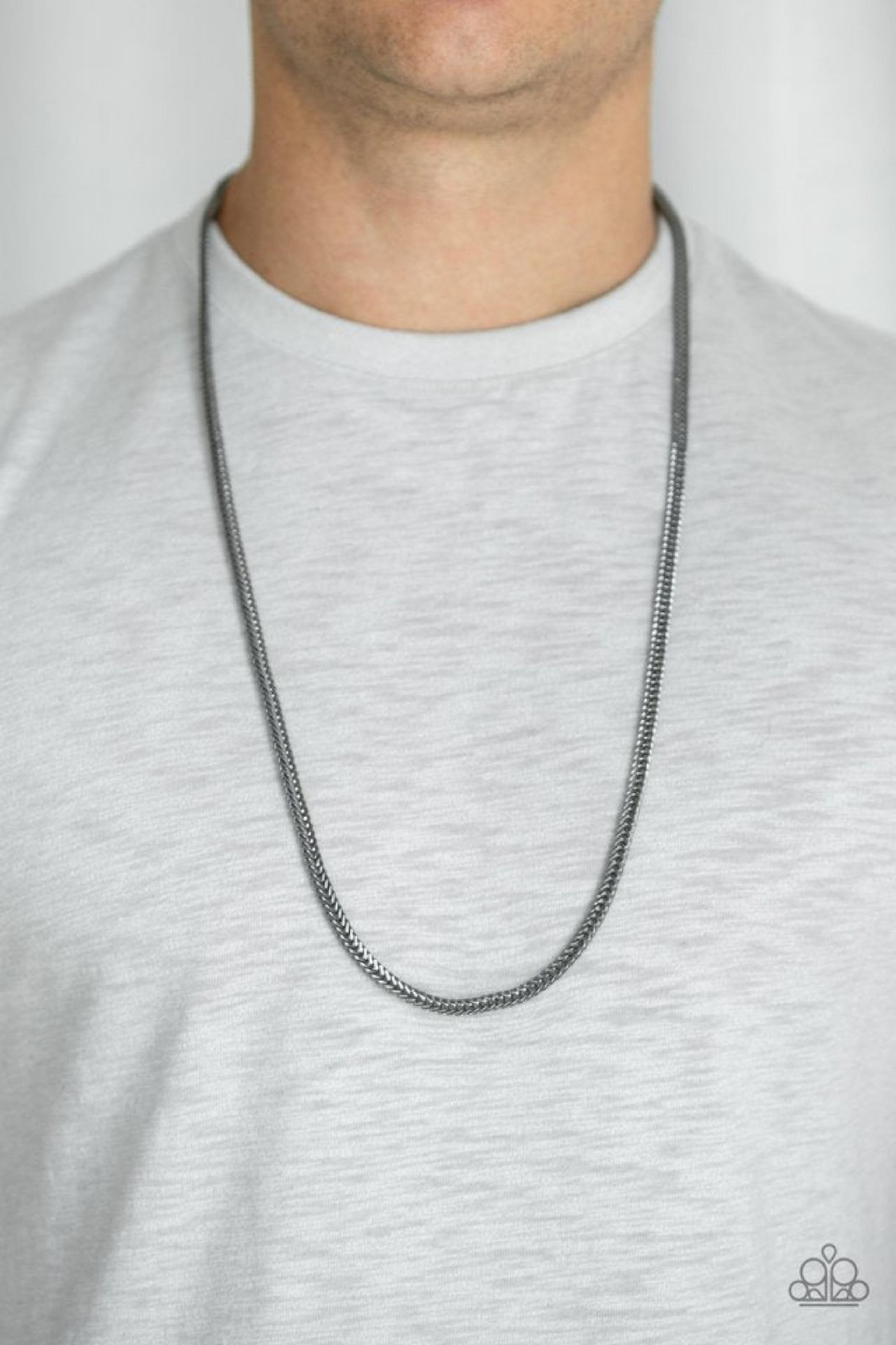 Paparazzi jewelry brand new men's necklace killer crossover in Black beautiful
