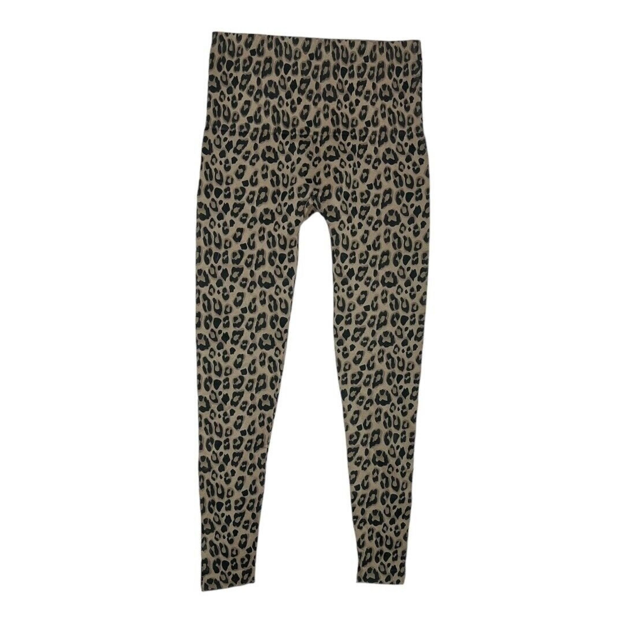 Breezies Womens Seamless Leggings Cheetah Leopard Print Tummy Smoothing Size M