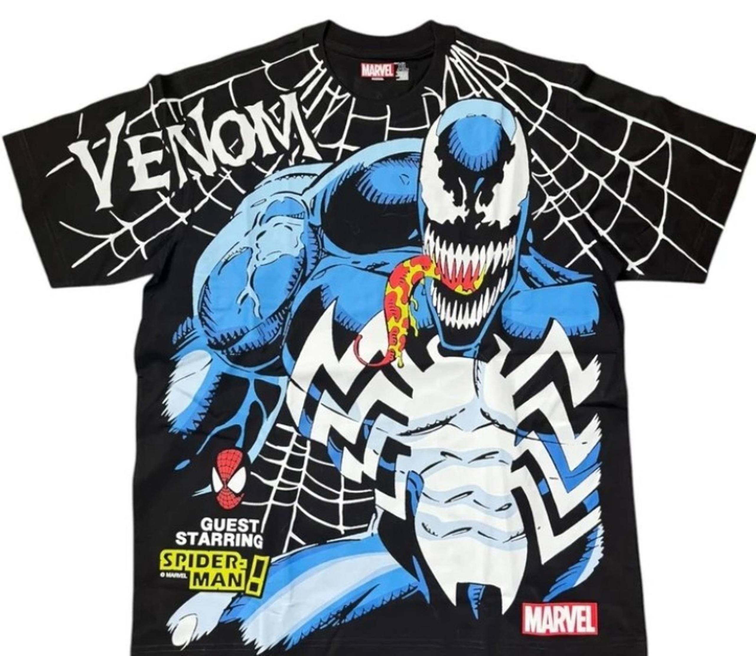 Marvel Venom AND SPIDERMAN All Over Print Vintage Inspired Modern AOP T-Shirt XL