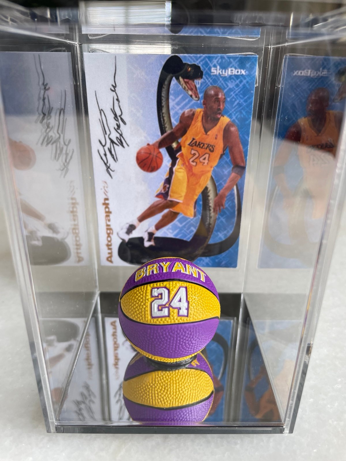 Kobe Bryant Lakers card Spalding mini Basketball custom Sports Shadowbox