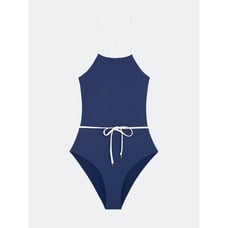 NWT Onia Margherita One-Piece Swimsuit Size Small Blue White High Neck Strappy