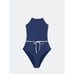 NWT Onia Margherita One-Piece Swimsuit Size Small Blue White High Neck Strappy