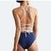 NWT Onia Margherita One-Piece Swimsuit Size Small Blue White High Neck Strappy
