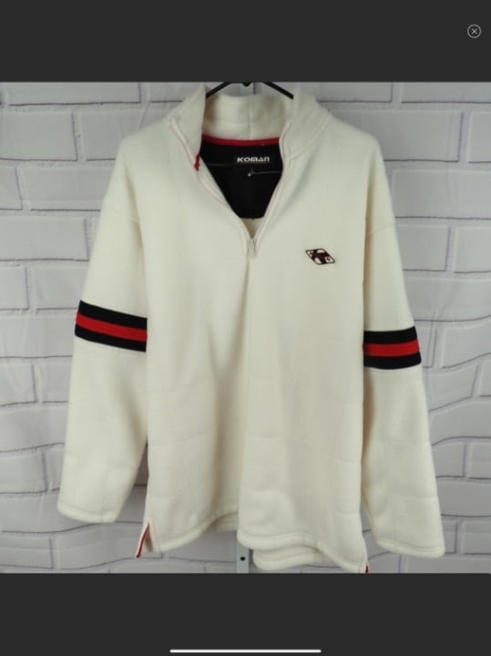 NWOT Koman sz M off white 1/4 zip fleece