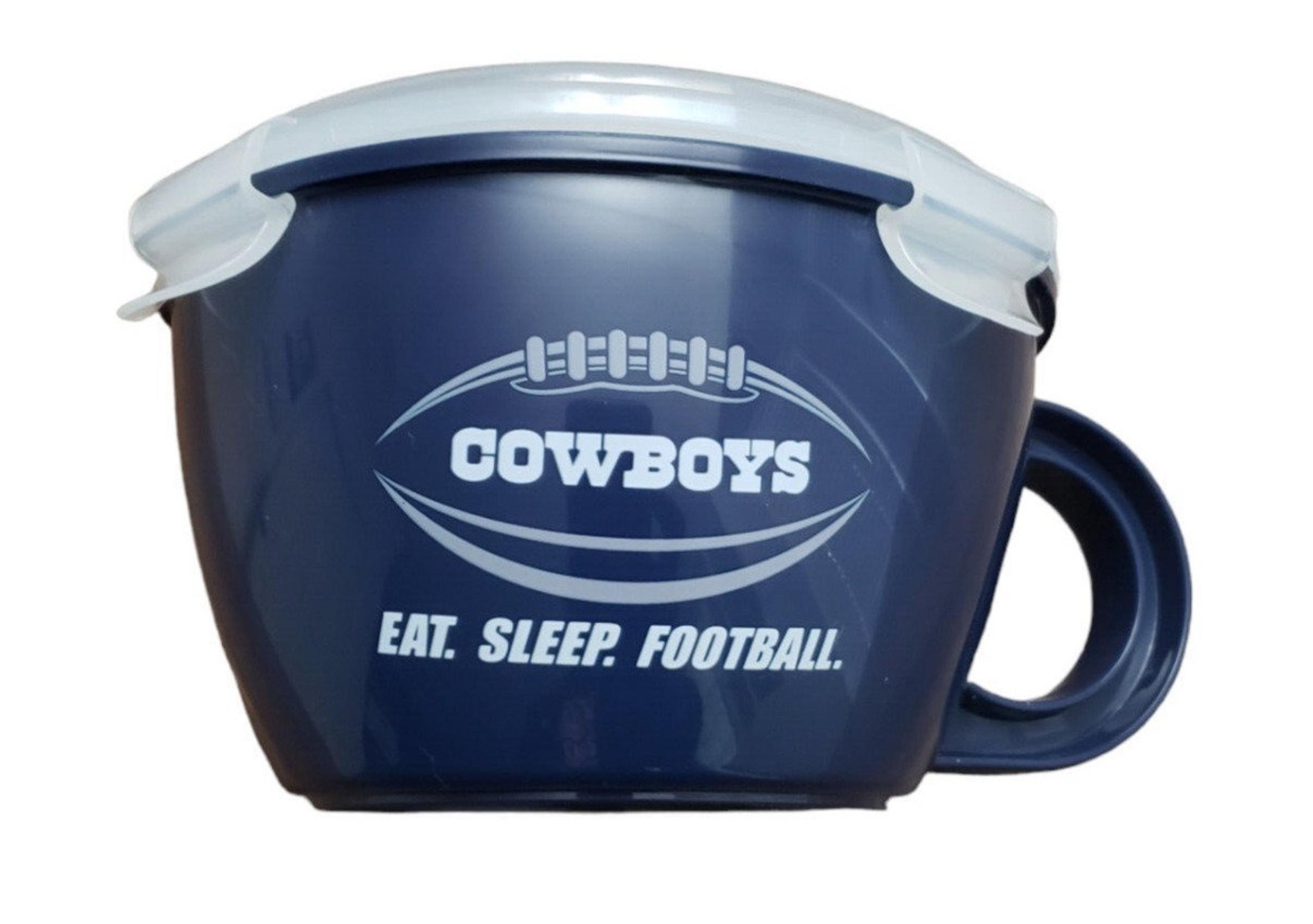 Dallas Cowboys NFL 31.5 Oz Oversized Plastic Soup Mug Cup with Steam Lid Navy