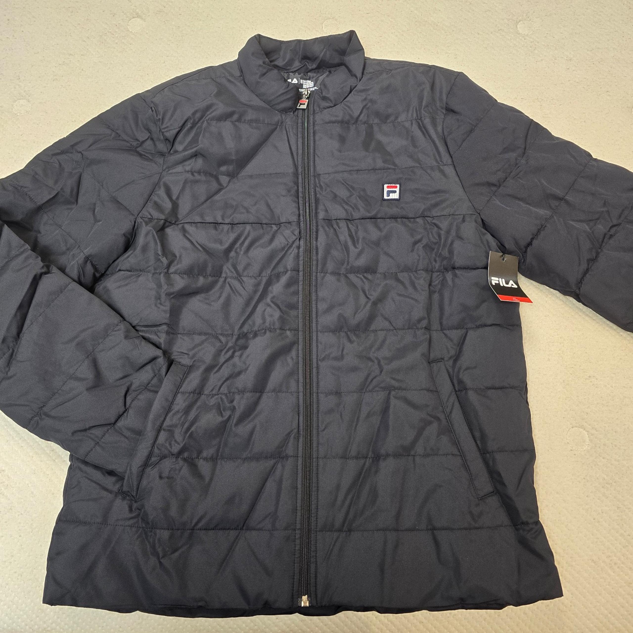 Fila Men's Basic Black Full Zip Lightweight Puffer Jacket in Medium