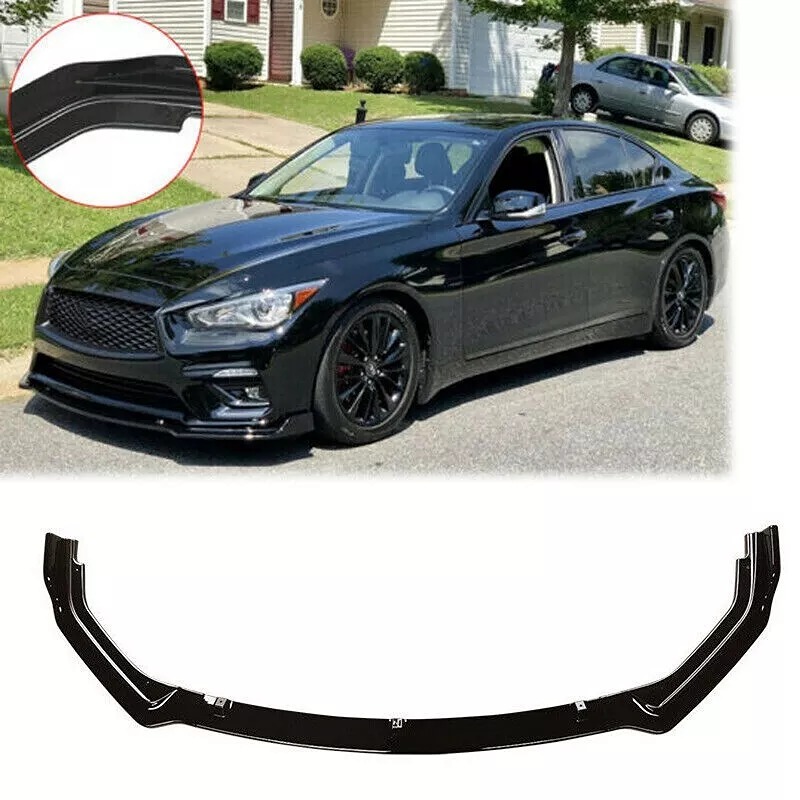 FOR 18-24 Infiniti Q50 Base Luxe GLOSS BLACK Front Bumper Lip Spoiler Splitter