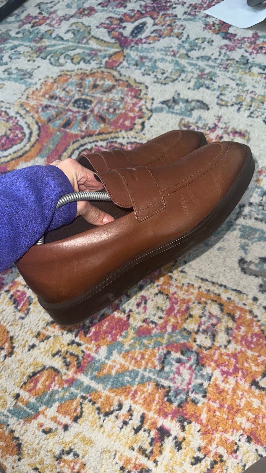 Wolf and Shepherd Loafers Mens Brown Closer Italian Leather Penny Sz 10