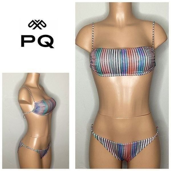 New. PQ stripe bikini. L-top/S-bottom. Retails 148