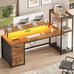 59in Computer Desk with 4 Drawers, Shelves and LED Lights (Free delivery)