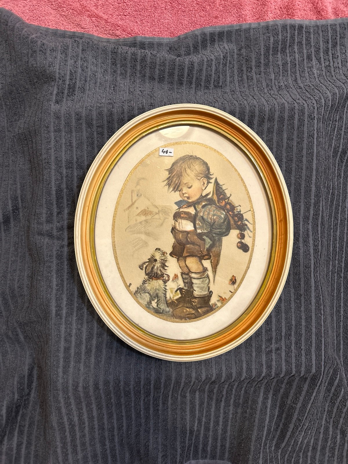 Hummel , with a little boy & a doggy . Antique
