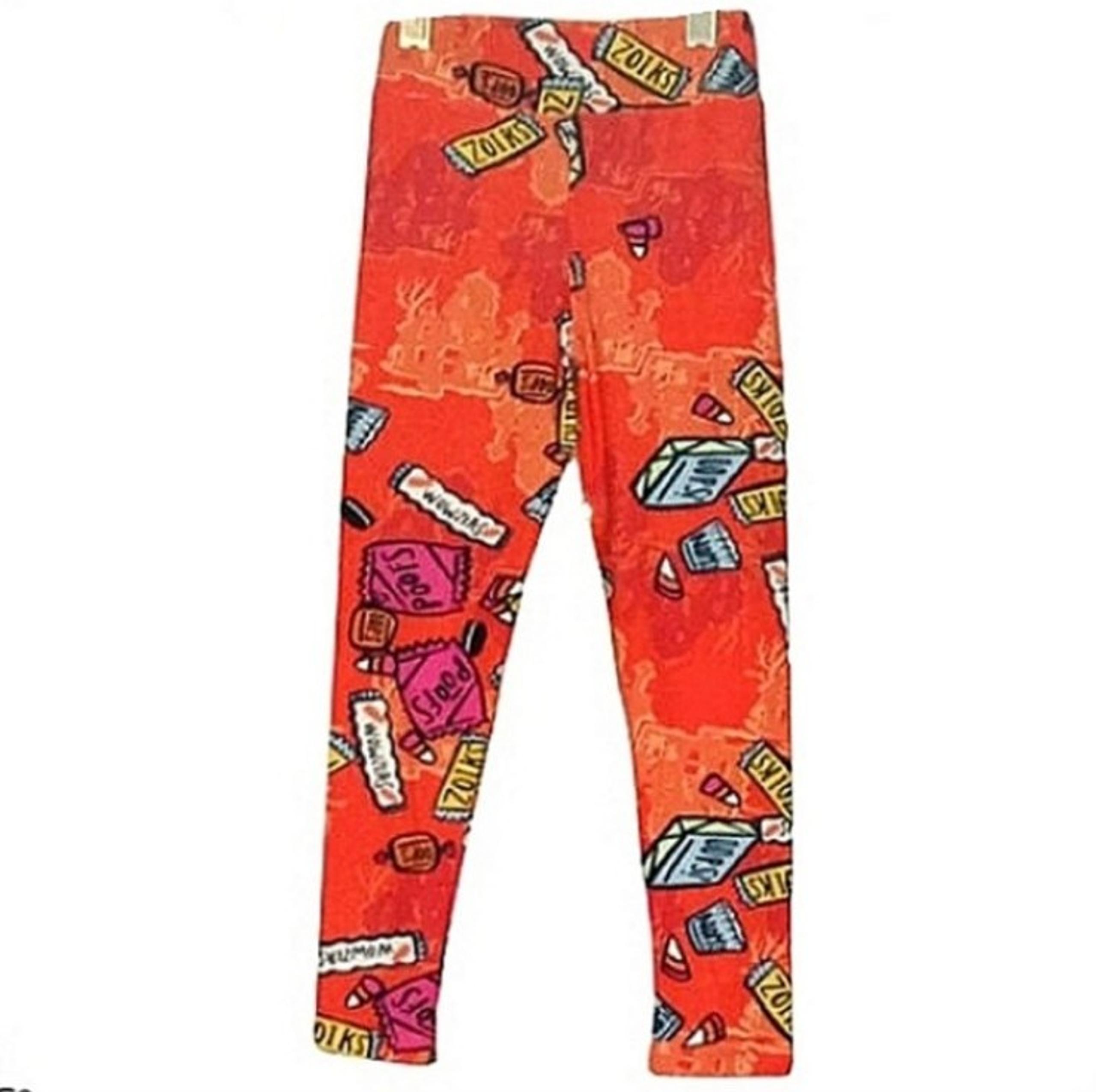 LulaRoe Girls Candy Graphic Orange Halloween Leggings