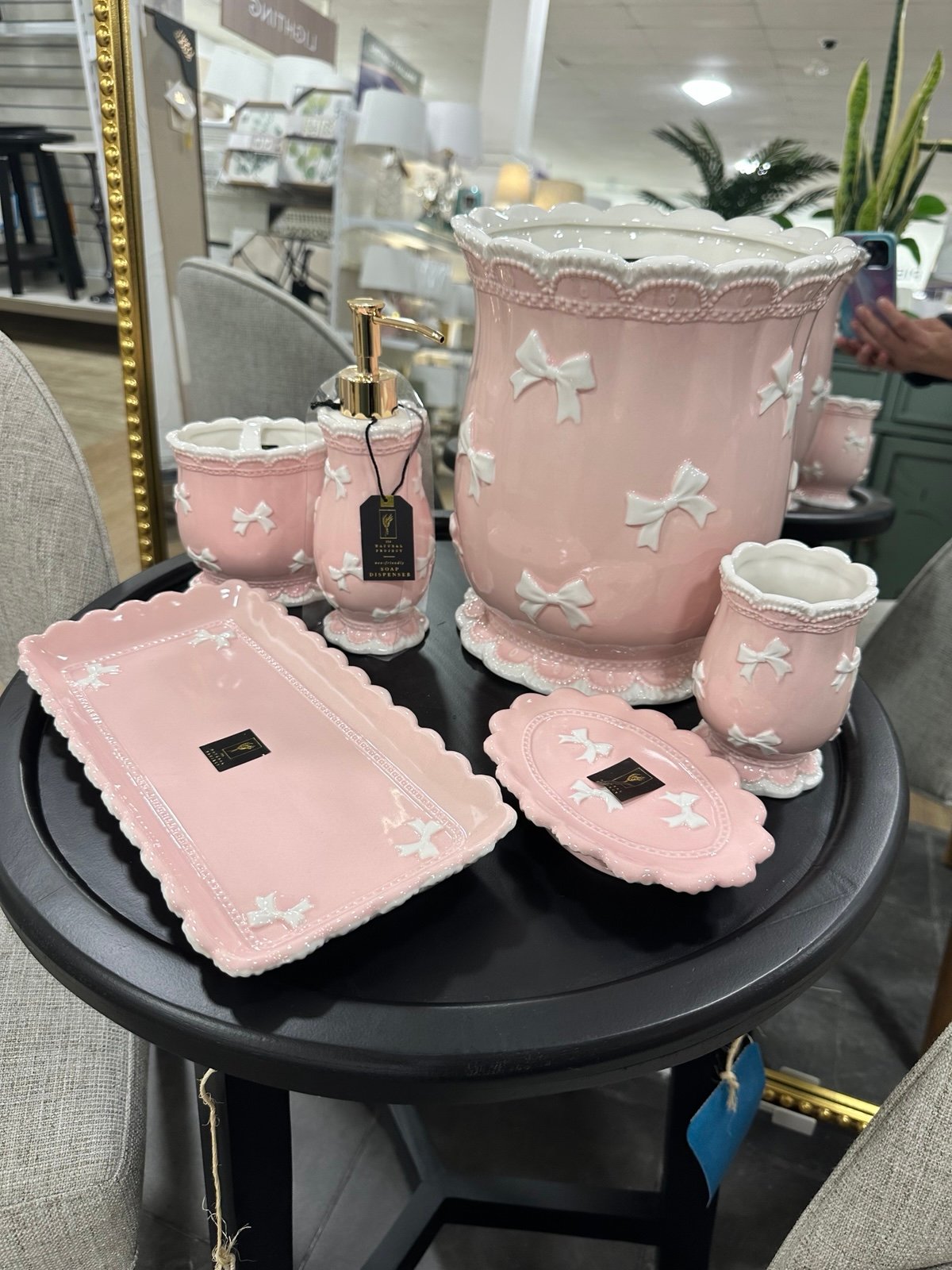 6pc Pink Bow coquette bathroom set