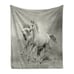 Horse Freedom Theme Ambesonne Black White Art Soft Flannel Fleece Throw Blanket