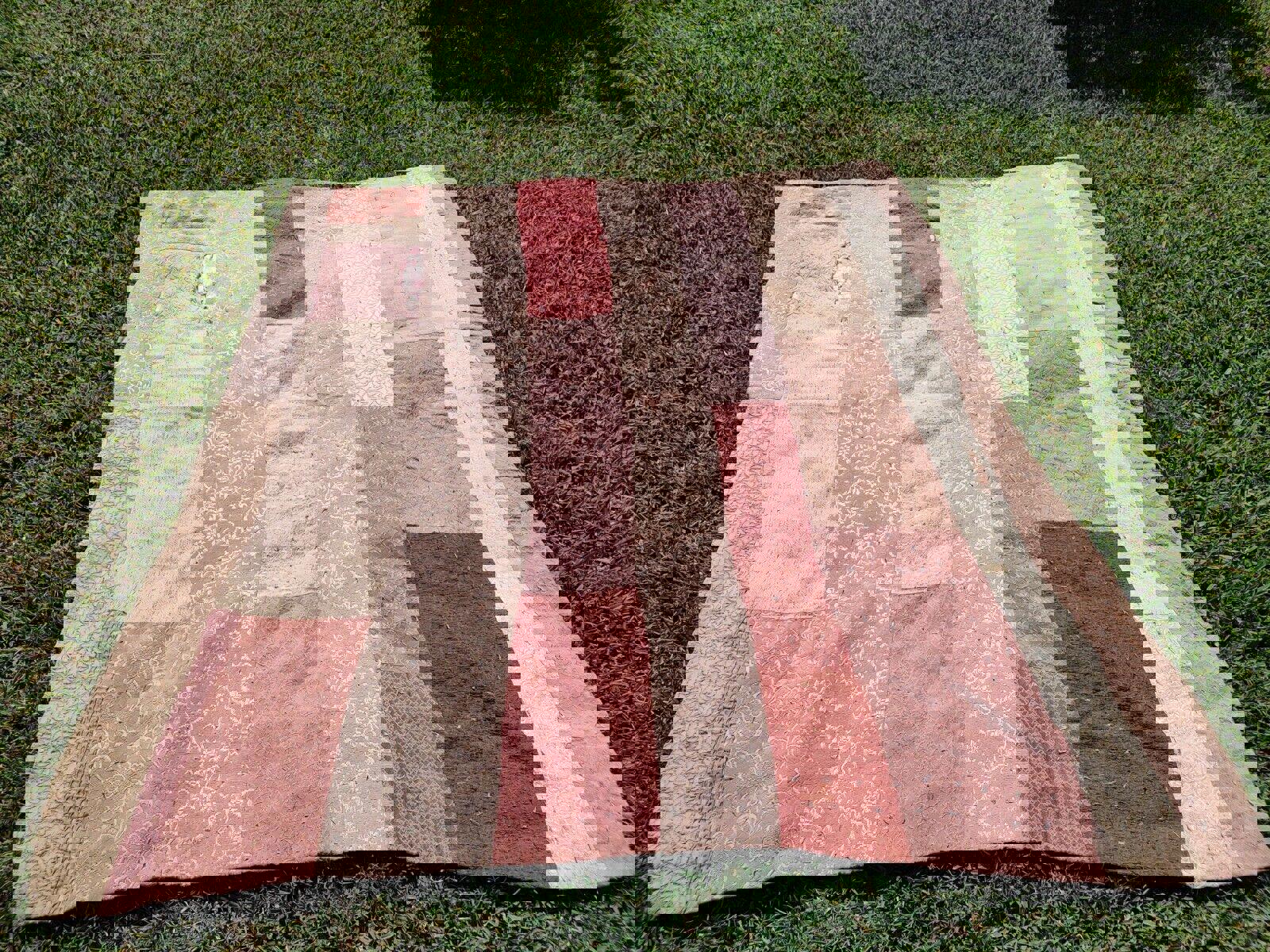 Antique Vintage Hand Made Patchwork Quilt Brocade Satin