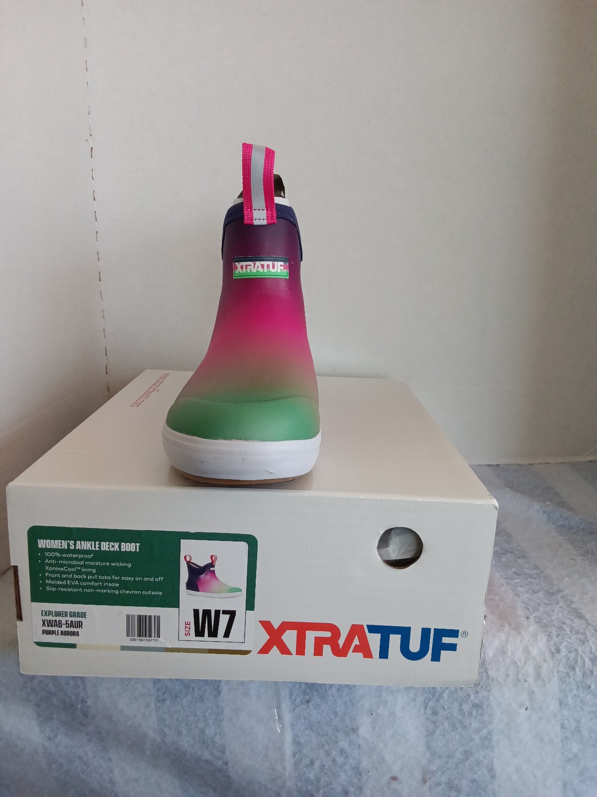 XTRATUF Women's Ankle Deck Boot size 7W Limited Edition Purple Rainbow