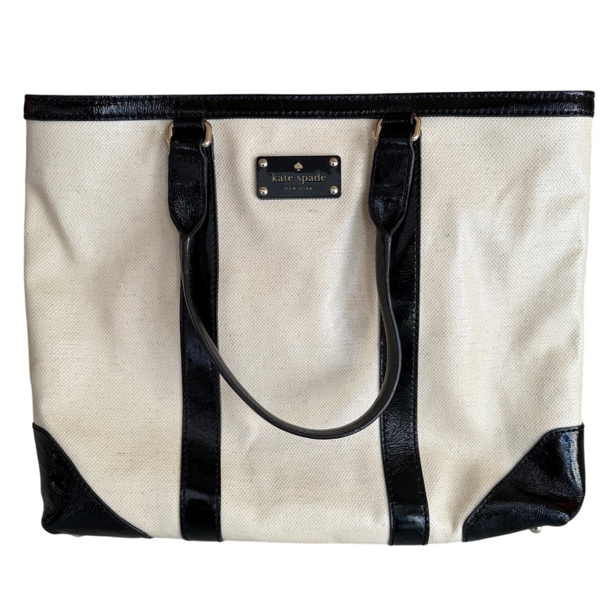 2025新発 Hill Clinton Spade Kate Dama Black Tweed Cream Bag Tote バッグ