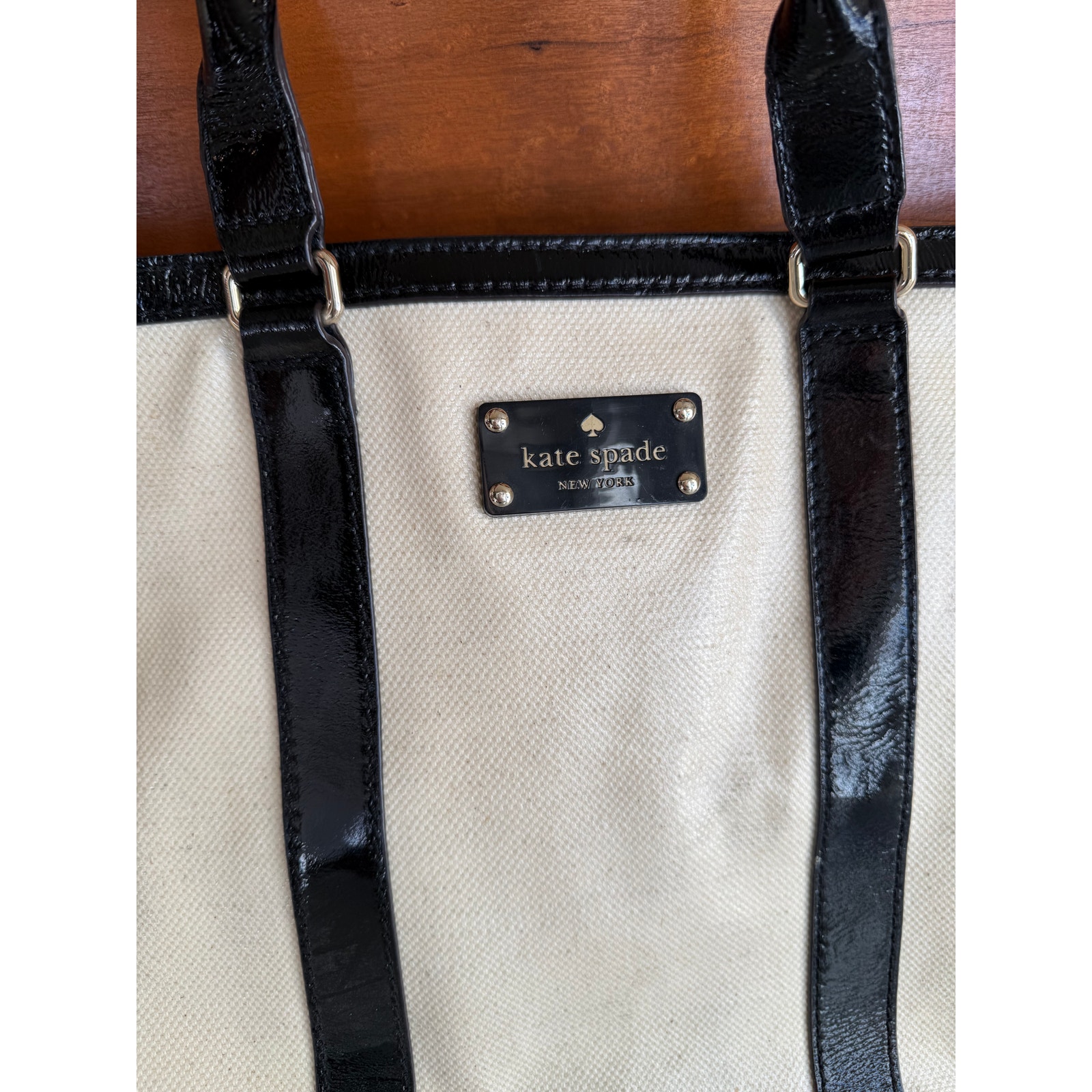 Kate Spade Clinton Hill Dama Tote Black Patent and Cream
