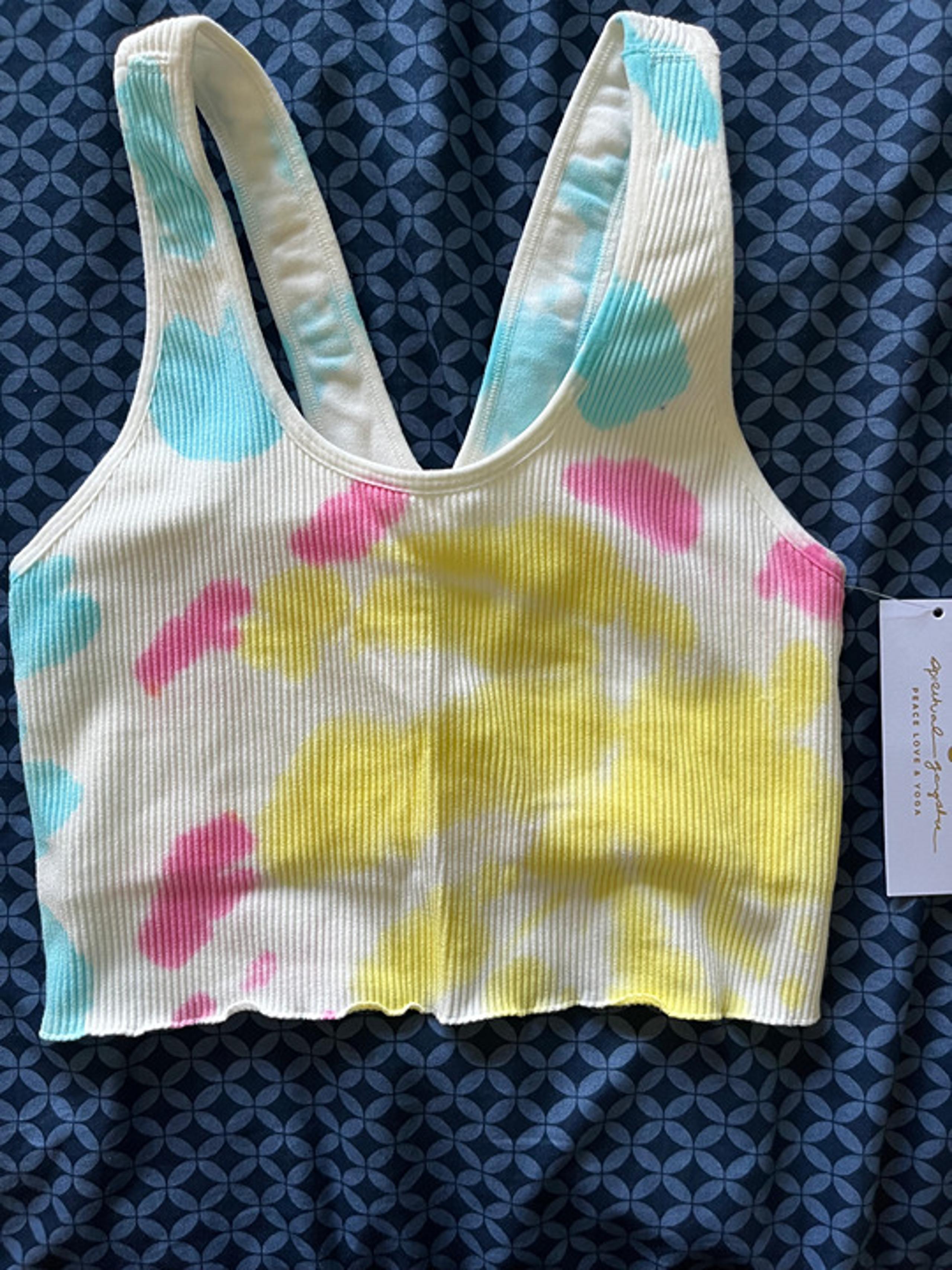 Spiritual Gangster Amor Crop Tank - M/L - Color: Blue,Pink,Yellow Tie Dye *NWT*