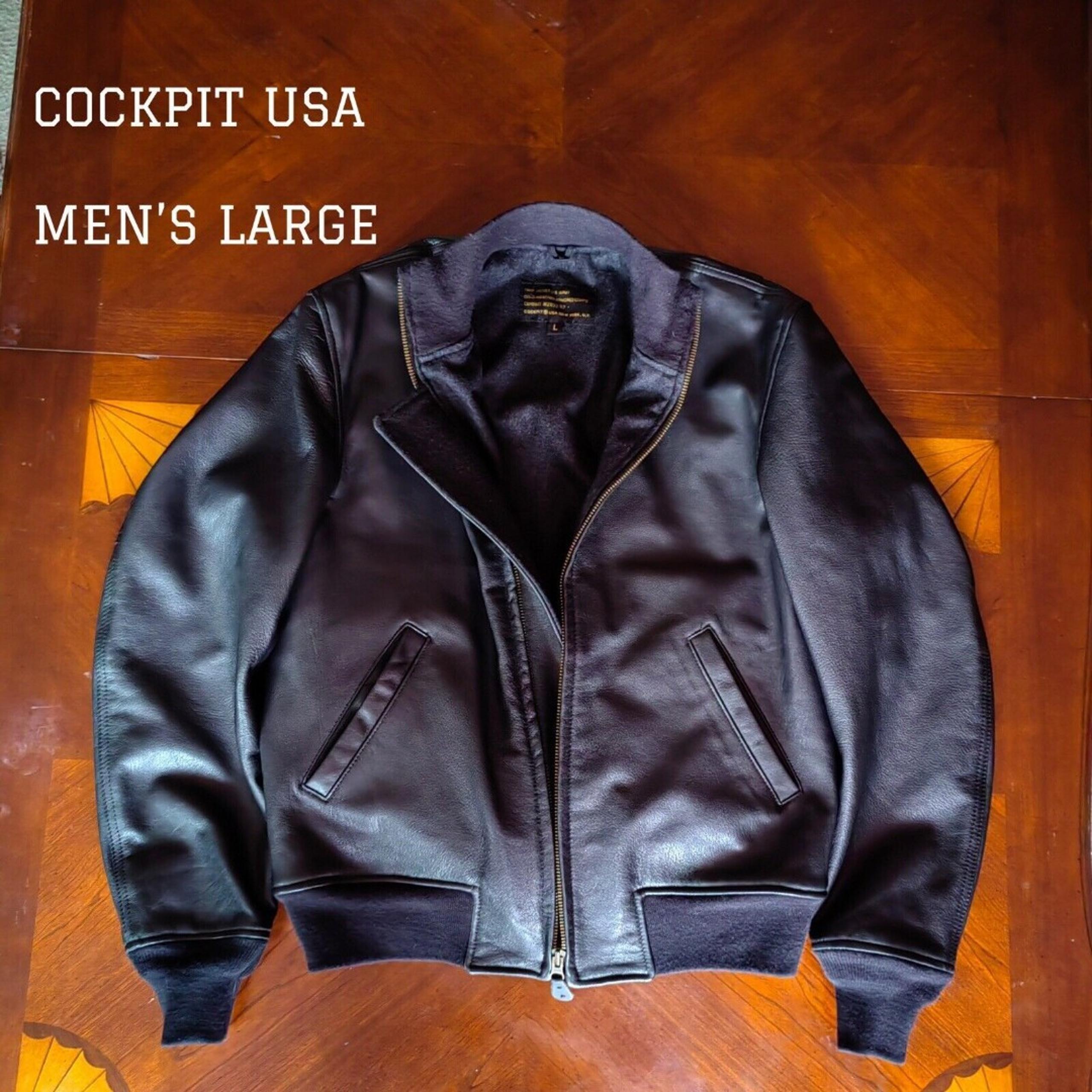 $630 COCKPIT USA Armed Forces Black Goat Leather Tanker Bomber Jacket Wool Lined