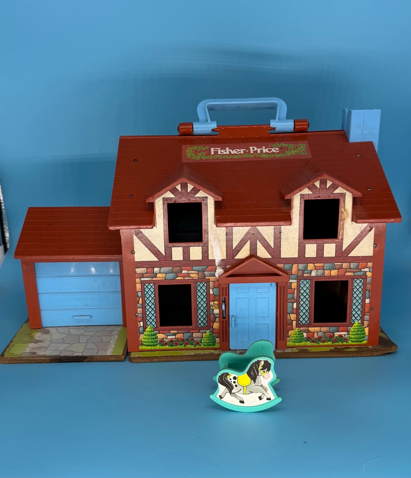 Vintage 1969, 1980 Fisher-Price Toys #952 Family Cottage With Ringing Door Bell
