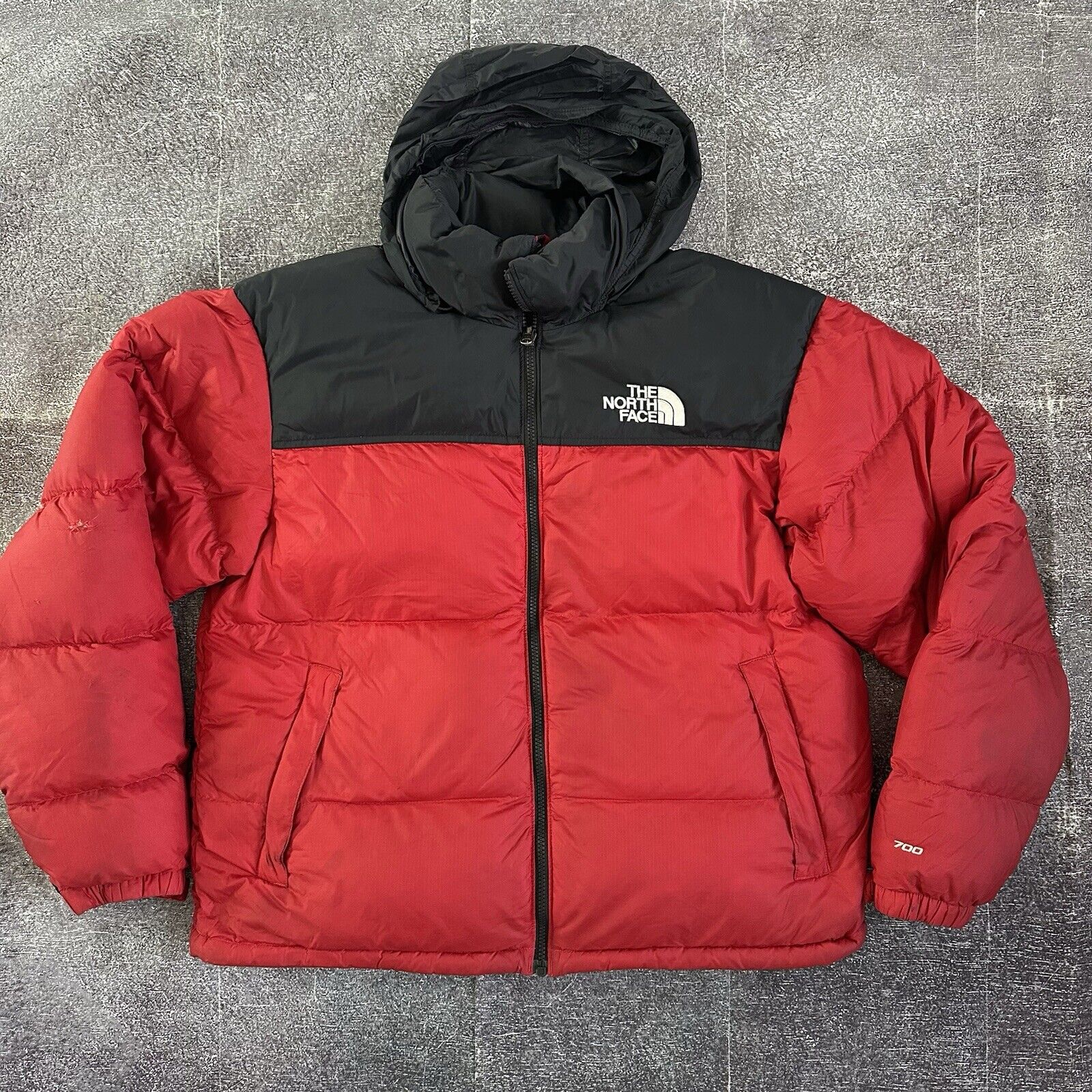 Men's Vintage 90's The North Face Red Black Nuptse 700 Down Puffer Jacket Sz L