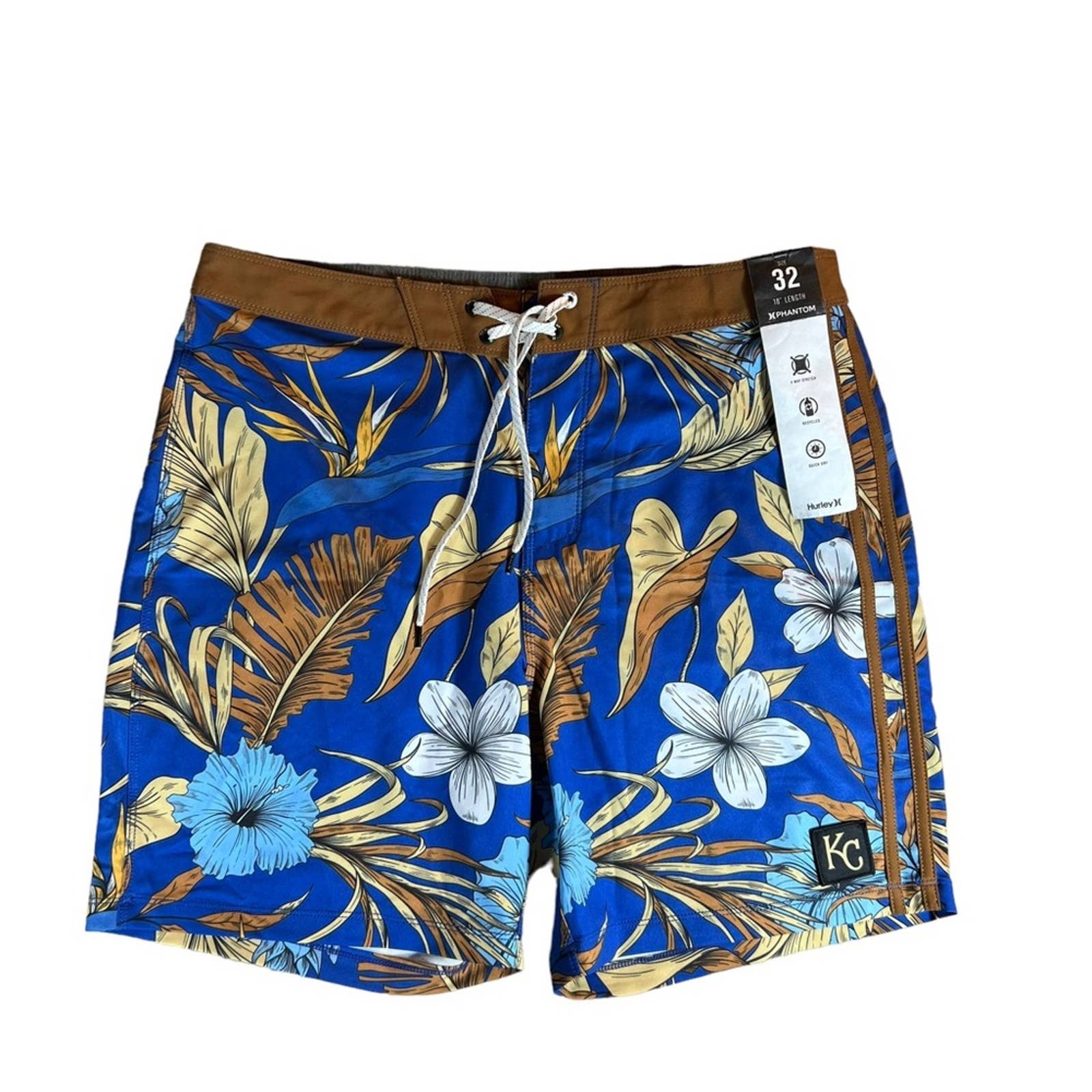 Hurley Phantom Owens Brown and Blue Hawaiian Print Shorts