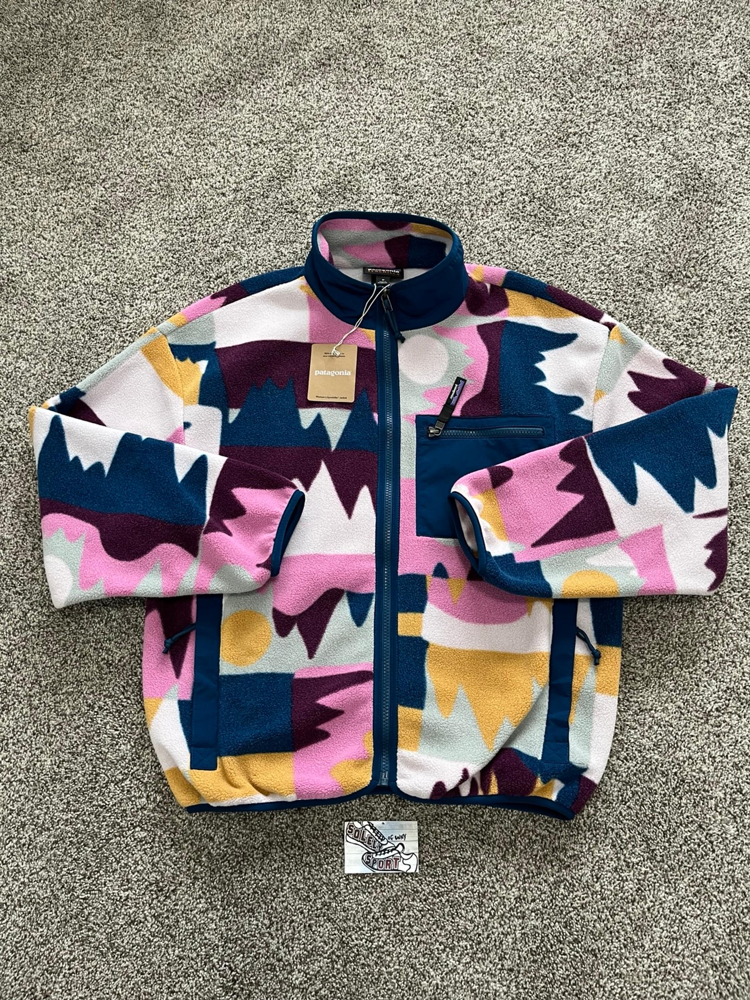 Patagonia Synchilla Jacket Marble Pink Blue White Full Zip Coat Sweater Small S