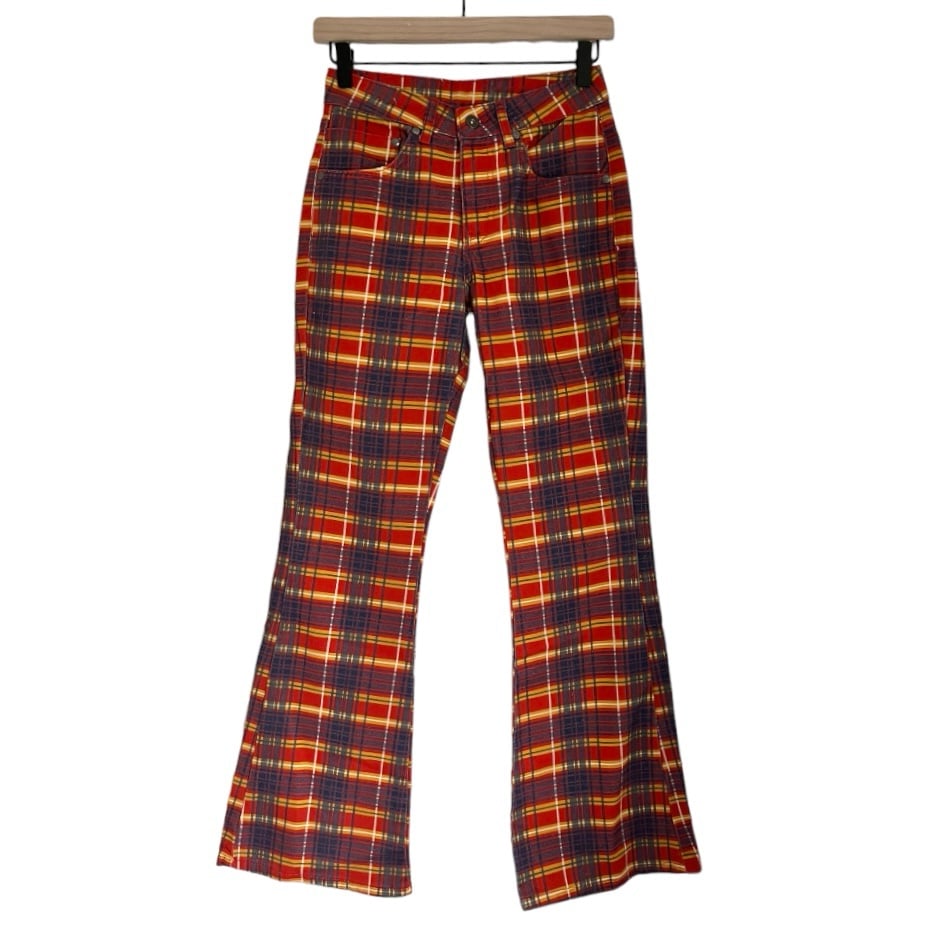 NWT The Ragged Priest Ragged Jeans Register Flare Jeans in Red Checkers Size 24