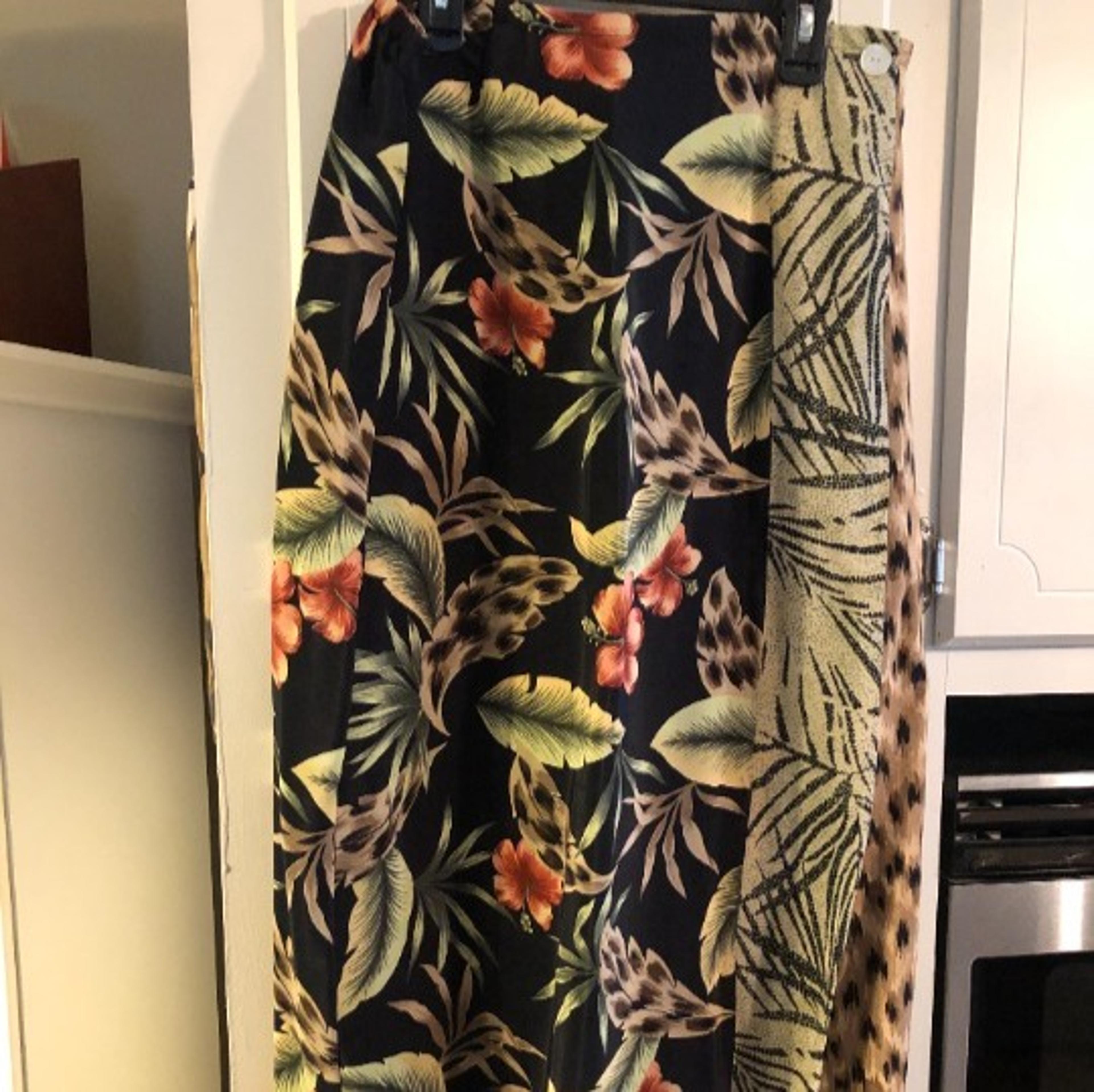 Requirements women's tropical faux-wrap skirt