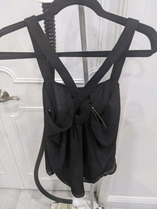 Naked Zebra Halter Sleeveless Peek Hole Top Black Sz L NWT