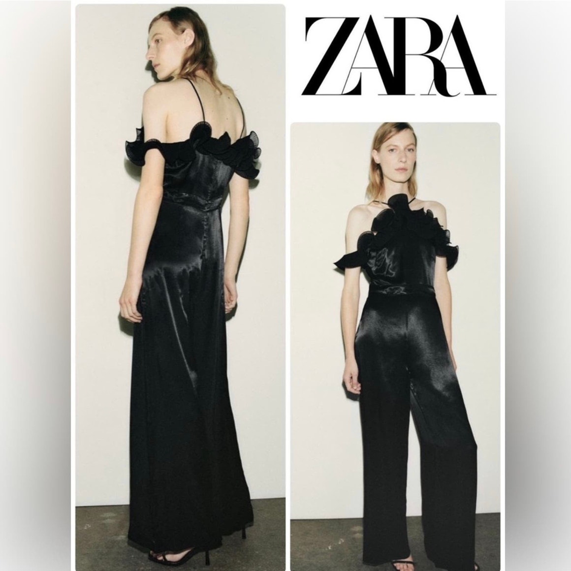 ZARA LONG RUFFLED HALTER JUMPSUIT