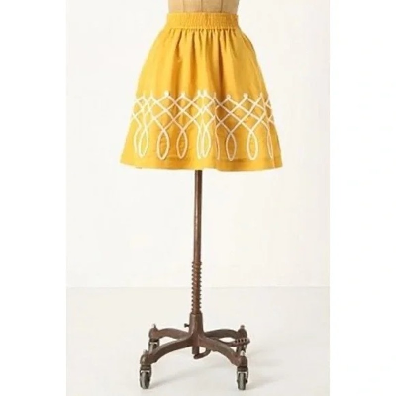 Anthropologie Girls From Savoy Sugar Embroidered Skirt