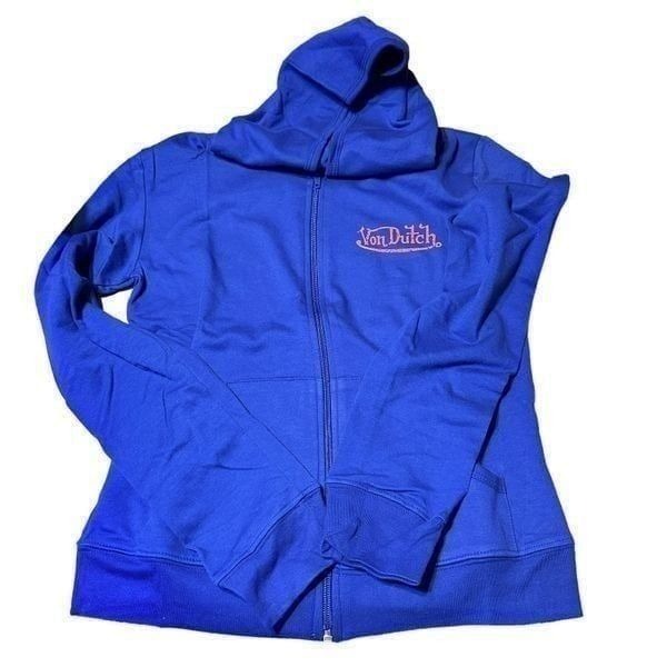 Von Dutch Zippered Blue Hoodie Size Medium Deadstock