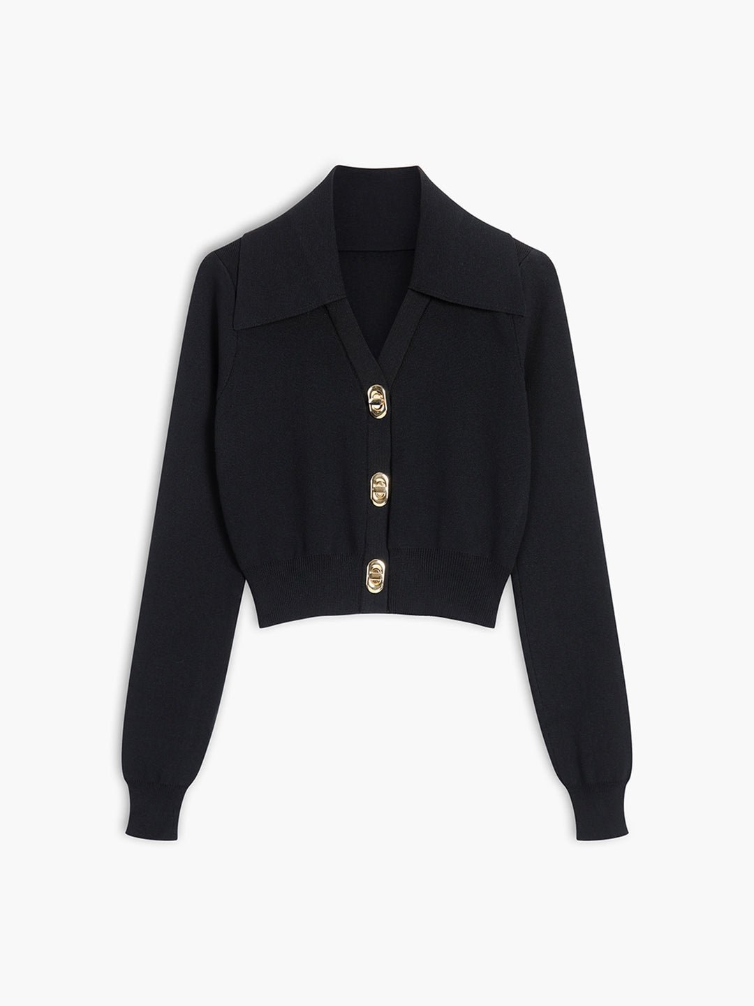 Commense Buckle Up Long Sleeve Knit Top
