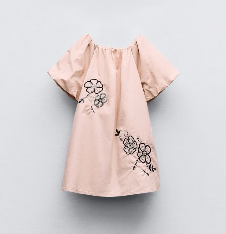 Zara baby girls EMBROIDERED SPARKLY FLORAL DRESS 5Y