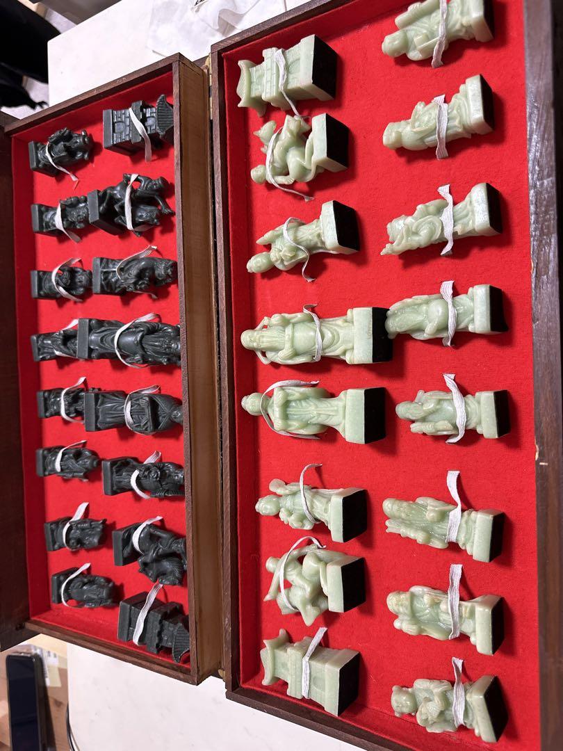 Chinese style chess set, stone carving, 18 inches.