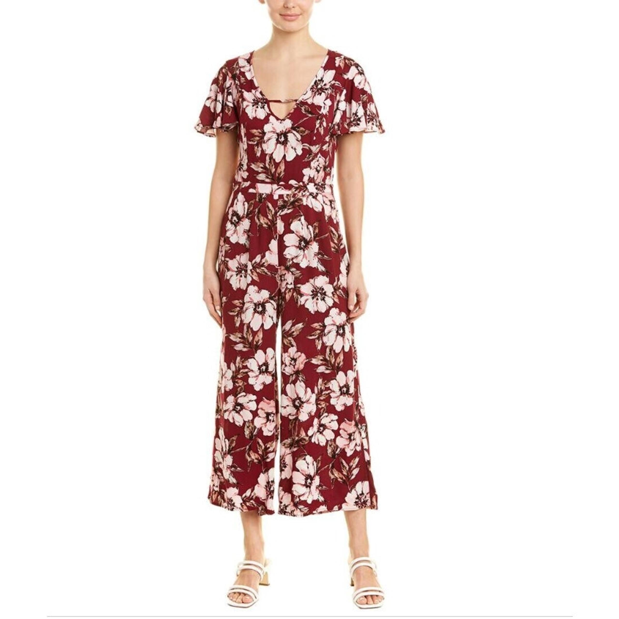 Jack BB Dakota Bloom Baby Maroon Red Pink Floral Jumpsuit Size 4 New