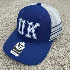 Kentucky Wildcats Hat 47 Trucker Snapback Blue Straight 8 3D Logo Mesh Back Cap