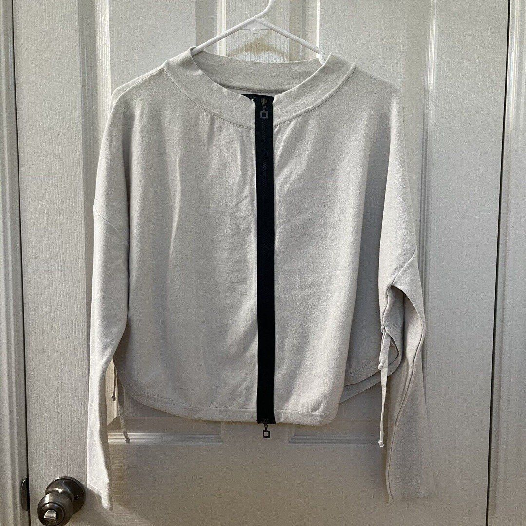 Sarah Pacini 2-Way Zip Cropped Cardigan Sweater Back Zip Details Womens One Size