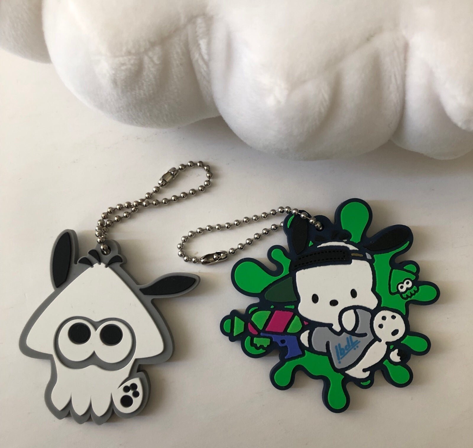 Splatoon x Sanrio Pochacco Keychains and Plush Character Pillows