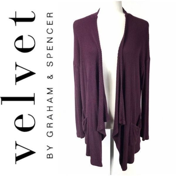 VELVET BY GRAHAM & SPENCER Burgundy Thermal Drape Cardigan. Medium. Women’s.