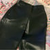 Aritzia Babaton dark green vegan leather straight leg pants