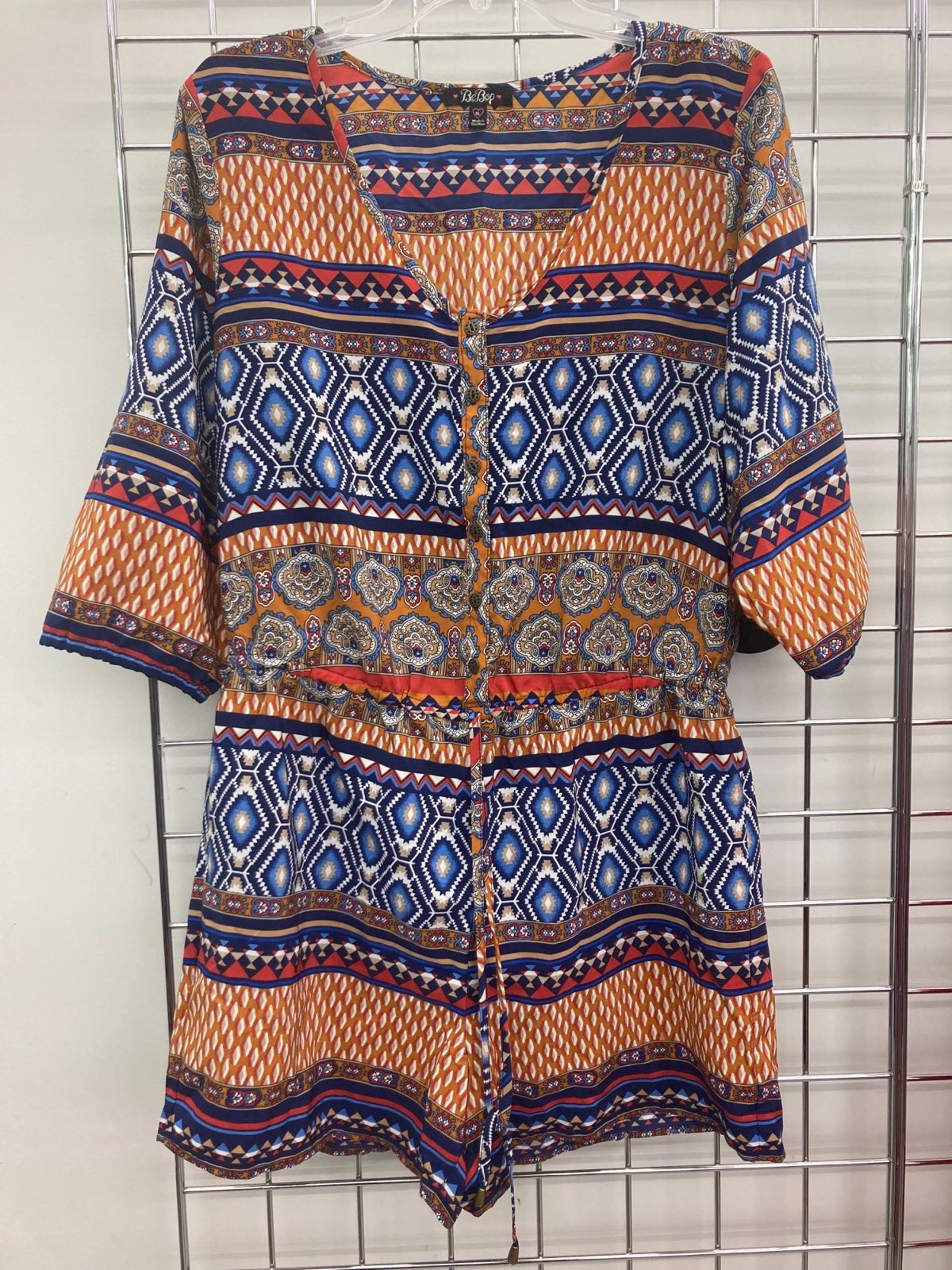 Bebop Multi Color Aztec Pattern Romper - Size XL