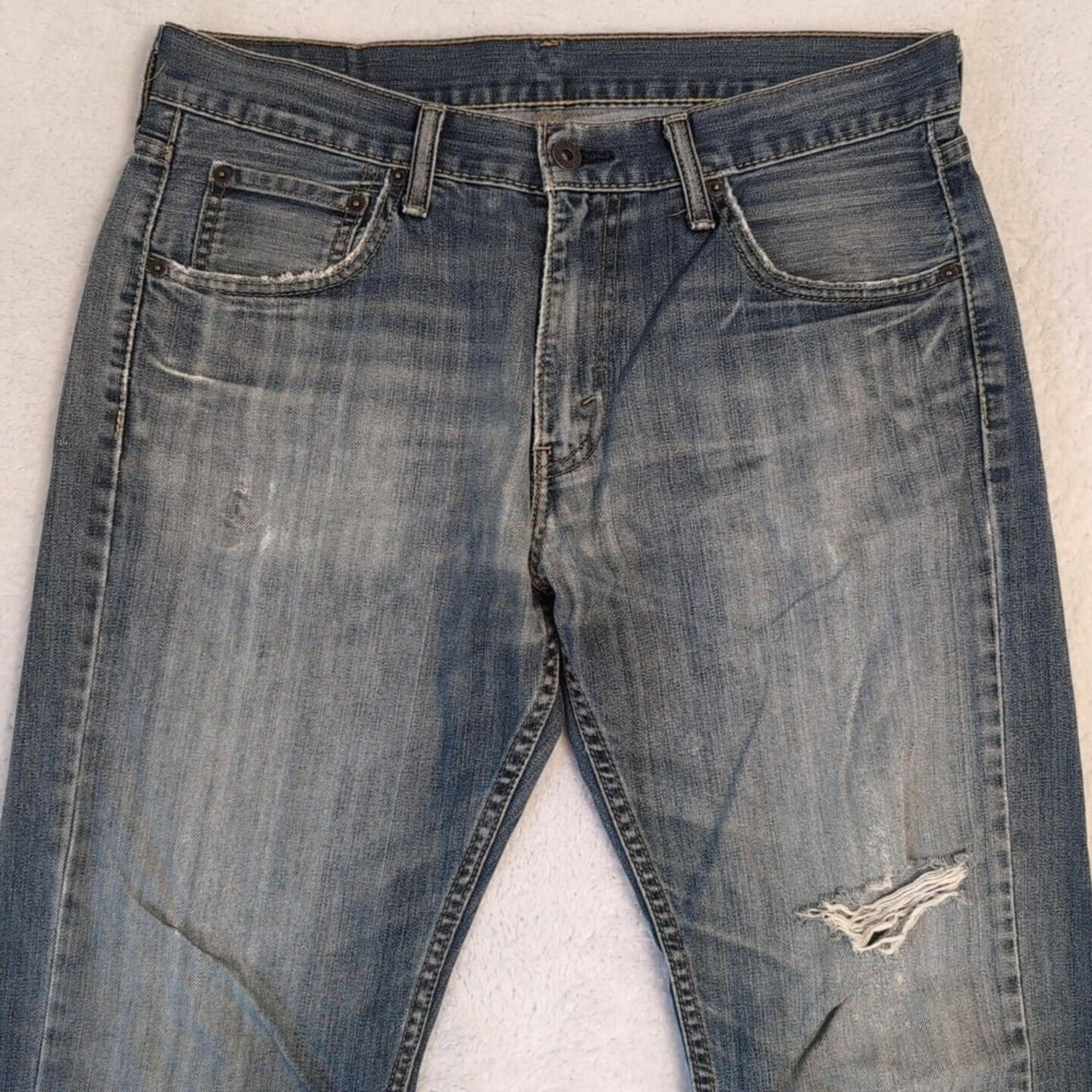 Levis 527 Jeans 33x34 Blue Low Rise Bootcut Denim Cowboy Western Distressed