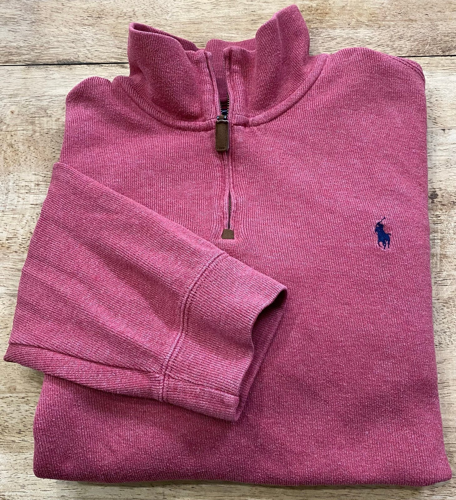 Polo by Ralph Lauren Men's XL Muted Red 100% Cotton Quarter Zip Pullover