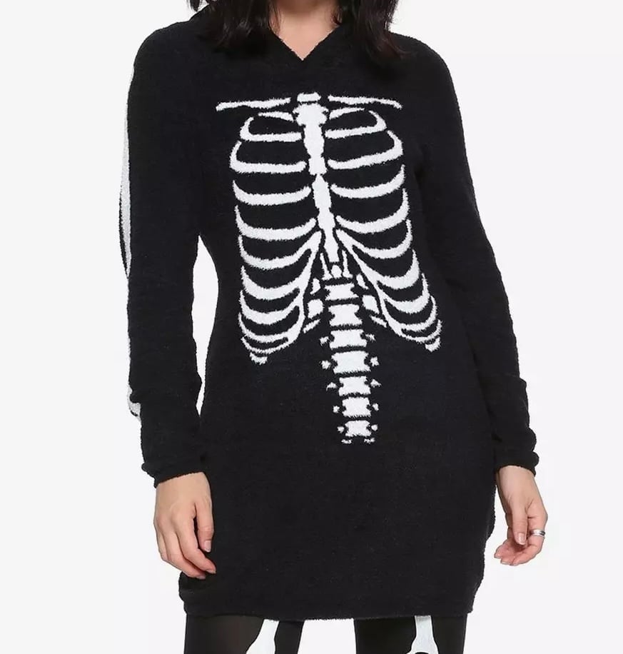 Hot Topic Black Knit Sweater w/ Skeleton Ribcage
