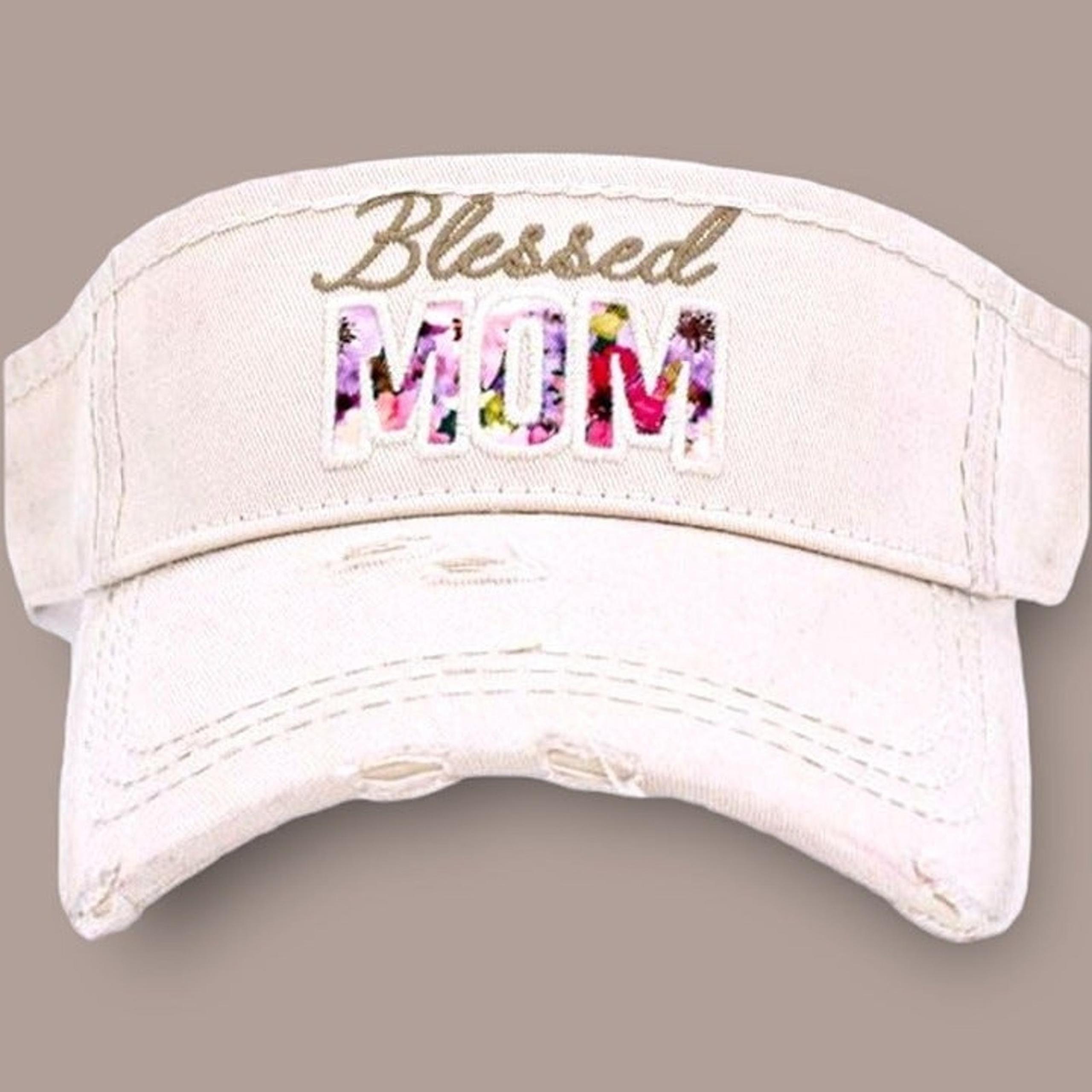 Womens Visor Stone Color BLESSED MOM Christian Wear 100% Cotton KB ETHOS NWT